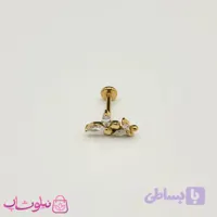 پیرسینگ گوش مدل پروانه نگین سفید طلایی رنگ کد 249