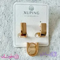 گوشواره زنانه ژوپینگ مدل مستطیلی طلایی رنگ کد 2391