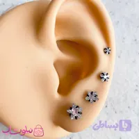 پیرسینگ گوش نگین ستاره پایه مشکی در 4 سایز