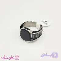 انگشتر مردانه استیل مدل نقره ای مشکی با نگین مارگازیت کیفیت مستر کد 750
