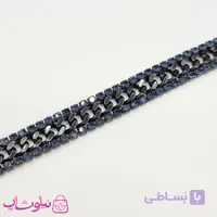 دستبند زنانه ترکیب کارتیه و تنیسی مشکی سرمه ای کد 650