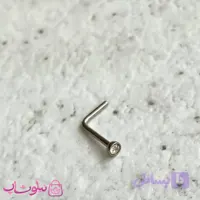 پیرسینگ بینی L شکل نگین ریز سفید نقره ای رنگ کد 238