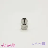 پیرسینگ گوش مردانه مدل دمبل استیل نقره ای رنگ کد 56