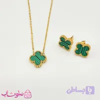 ست گردنبند و گوشواره دخترانه ونکلیف سبز کد 1691