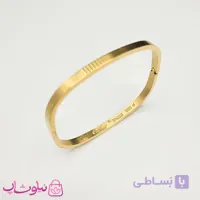 دستبند مردانه مدل کارتیه مربعی استیل طلایی رنگ کد 450