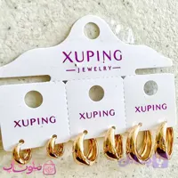پک گوشواره زنانه ژوپینگ مدل حلقه ای طرح طلا (سه جفت) کد 6991