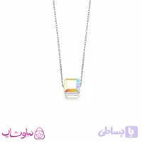 گردنبند نقره سواروسکی زنانه مدل مکعب با سنگ اوپال وزن 2/350 گرم کد 1700