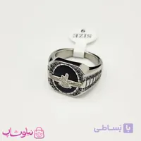 انگشتر مردانه استیل مدل فروهر رنگ مشکی نقره ای کیفیت مستر کد 750