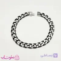 دستبند مردانه کارتیه ترکیبی نقره ای مشکی کد 650