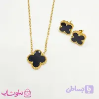 ست گردنبند و گوشواره دخترانه ونکلیف مشکی کد 1591