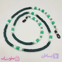 بند عینک دستساز برند N&SH مدل فیمو با ترکیب مهره های سفید و سبز کد 200