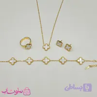 سرویس زنانه طرح ونکلیف سفید طلایی تک گل کد 460