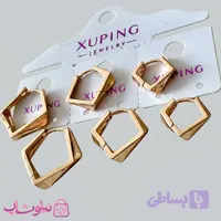 پک گوشواره سه تایی ژوپینگ مدل چند ضلعی طلایی کد 6991