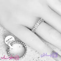 انگشتر زنانه ژوپینگ تنیسی مدل نگینهای باگتی اریب نقره ای رنگ کد 5491