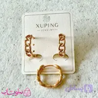 گوشواره حلقه ای کارتیه ژوپینگ طلایی رنگ کد 2391