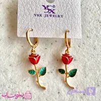 گوشواره زنانه YSX مدل گل رز قرمز کد 490