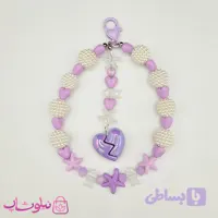 آویز کیف، گوشی، جاکلیدی دستساز برند N&SH مدل قلب و ستاره بنفش و توت سفید کد 190