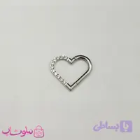 پیرسینگ دیث گوش استیل نقره ای رنگ مدل قلب نگین سفید کد 3391