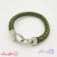 دستبند امگا مردانه برزنتی یا کنفی سبز با قفل نقره ای کیفیت مستر کد 1150