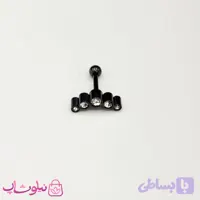 پیرسینگ گوش رنگ مشکی مدل تاج پنج نگین کد 110