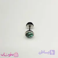 پیرسینگ گوش استیل مدل چشم گربه ای سبز کد 100