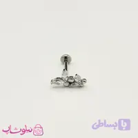 پیرسینگ گوش مدل پروانه نگین سفید نقره ای رنگ کد 249