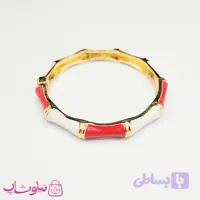 دستبند زنانه مدل بامبو (استخوانی) قرمز سفید کد 2498