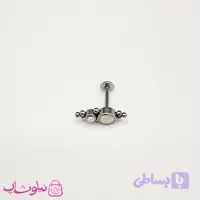 پیرسینگ گوش استیل نقره ای رنگ مدل سنگ رنگین کمانی کد 229