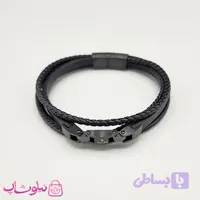 دستبند مردانه چرمی رولکس فول مشکی کیفیت مستر کد 1150 - نیلو شاپ
