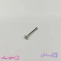 پیرسینگ بینی خطی تک نگین سفید نقره ای رنگ 193