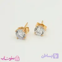 گوشواره دخترانه میخی ژوپینگ طلایی سفید کد 1691