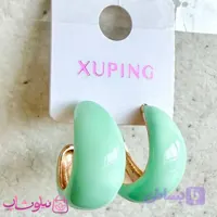 گوشواره حلقه ای ژوپینگ طلایی رنگ مدل سبز پاستیلی کد 4991