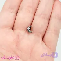 پیرسینگ گوش استیل مدل ماه سیاه قلم کد 100