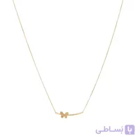 گردنبند طلا زنانه با زنجیر حلقه‌ای فلامینگو مدل پروانه wn1406