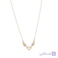 گردنبند طلا زنانه با زنجیر حلقه‌ای فلامینگو مدل قلب فرشته wn1397