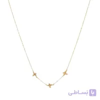 گردنبند طلا زنانه با زنجیر حلقه‌ای فلامینگو مدل پروانه تراش wn1403