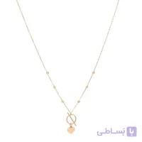 گردنبند طلا زنانه با زنجیر حلقه‌ای فلامینگو مدل دو قلب wn1412