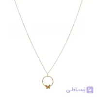 گردنبند طلا زنانه با زنجیر حلقه‌ای فلامینگو مدل پروانه wn1407