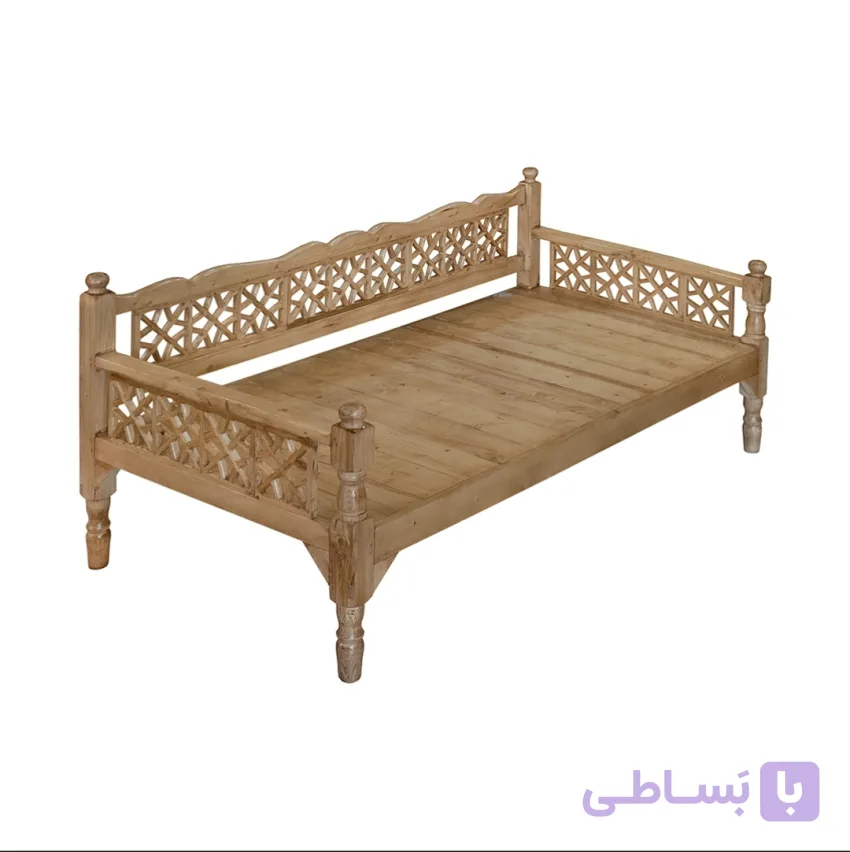 تخت سنتی طرح گره چین رنگ کرم چوب روسی