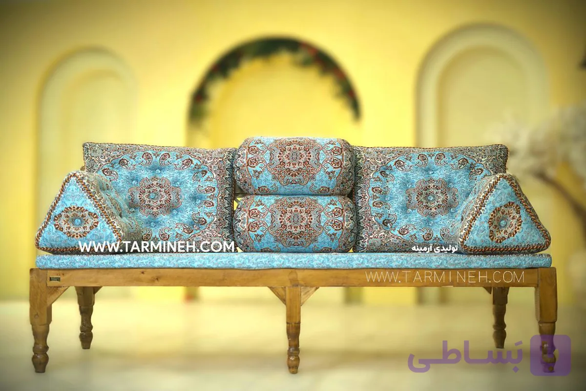 ست 7 تکه پشتی سنتی ترمه طرح شقایق طوسی برند آرمینه