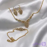 سرویس کامل برند شین مدل «اشک زرین» | تمام نگین با آبکاری طلا و گارانتی ۱ ساله