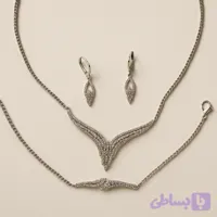 سرویس استیل نقره‌ای نگین‌دار با گارانتی