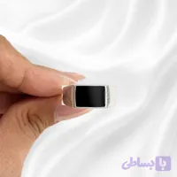 انگشتر مردانه استیل مشکی نقره ای طرح خاص