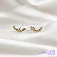 گوشواره میخی طلایی ردیفی نگین دار