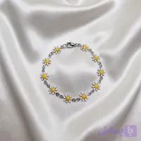 دستبند گل بابونه استیل نقره ای