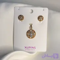 نیم ست گل نگین دار ژوپینگ طلایی
