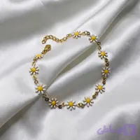 دستبند گل بابونه استیل طلایی