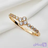 بنگل ژوپینگ طرح ونکلیف چهاربرگ نگین‌دار رنگ طلایی