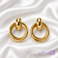 گوشواره زنانه آویز حلقه‌ای دایره‌ای طلایی