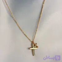 گردنبند دو طلیب نگین دار استیل طلایی برند CM